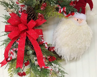 Christmas Wreath, Santa Wreath, Jingle Bell Wreath, Holiday Wreath, Christmas Santa Wreath, Santa Holiday Wreath, Christmas Front Door Decor