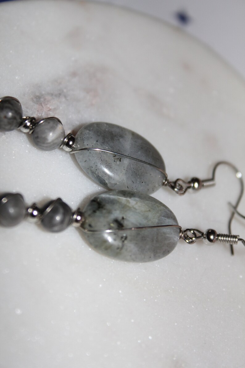Labradorite, Map Stone & Jasper Drop Earrings / Handmade Jewelry ...