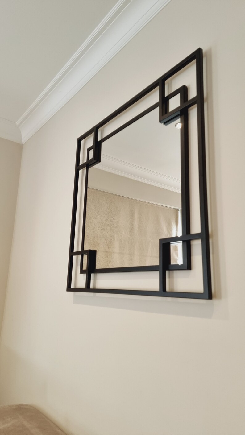 Geo Black Wall Mirror Square Black Mirror Black Living Room Etsy UK