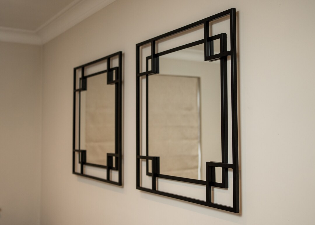 Geo Black Wall Mirror, Square Black Mirror, Black Living Room Mirror