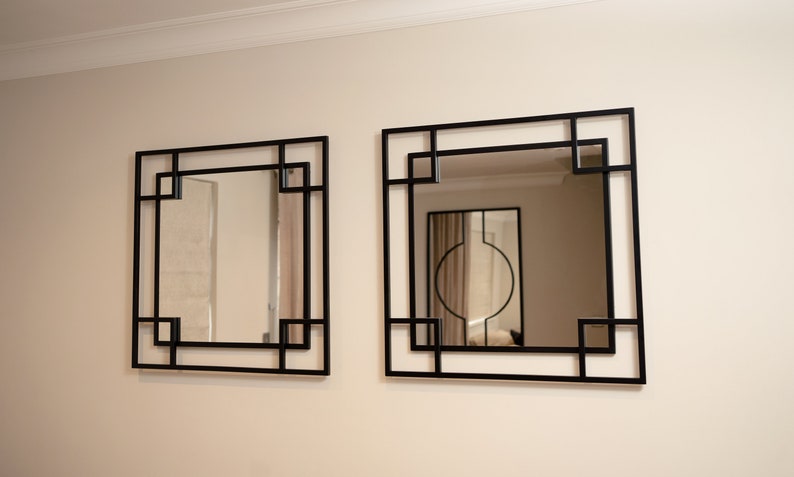 Geo Black Wall Mirror Square Black Mirror Black Living Room - Etsy