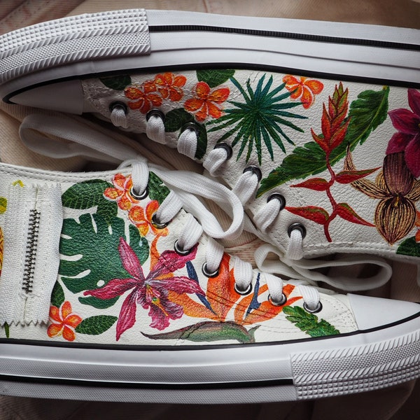 painted white sneakers