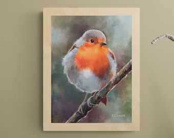 IMPRESSION d'art rouge-gorge, art mural petit rouge-gorge, impression de chambre de bébé oiseau rouge, impression murale de petit animal, cadeau pour décoration d'enfant, cadeau pour amoureux des oiseaux