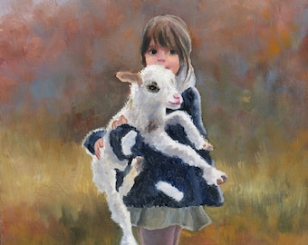 羊飼いの少女 - ウィリアム・ブグローの手描きの油絵の複製、風景画の