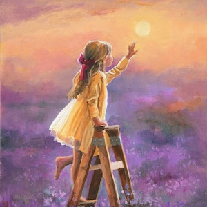 Little girl ORIGINAL painting, Wildflowers girl oil painting, Children room decor artwork, Girl field flowers art, original painting framed