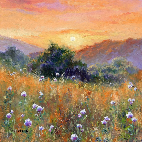Sommer Landschaft Ölgemälde ORIGINAL Sommer Wiese, Feldblumen Ölgemälde, Wildblumen Kunst, Cottage Kunst, moderne Kunst realistisch