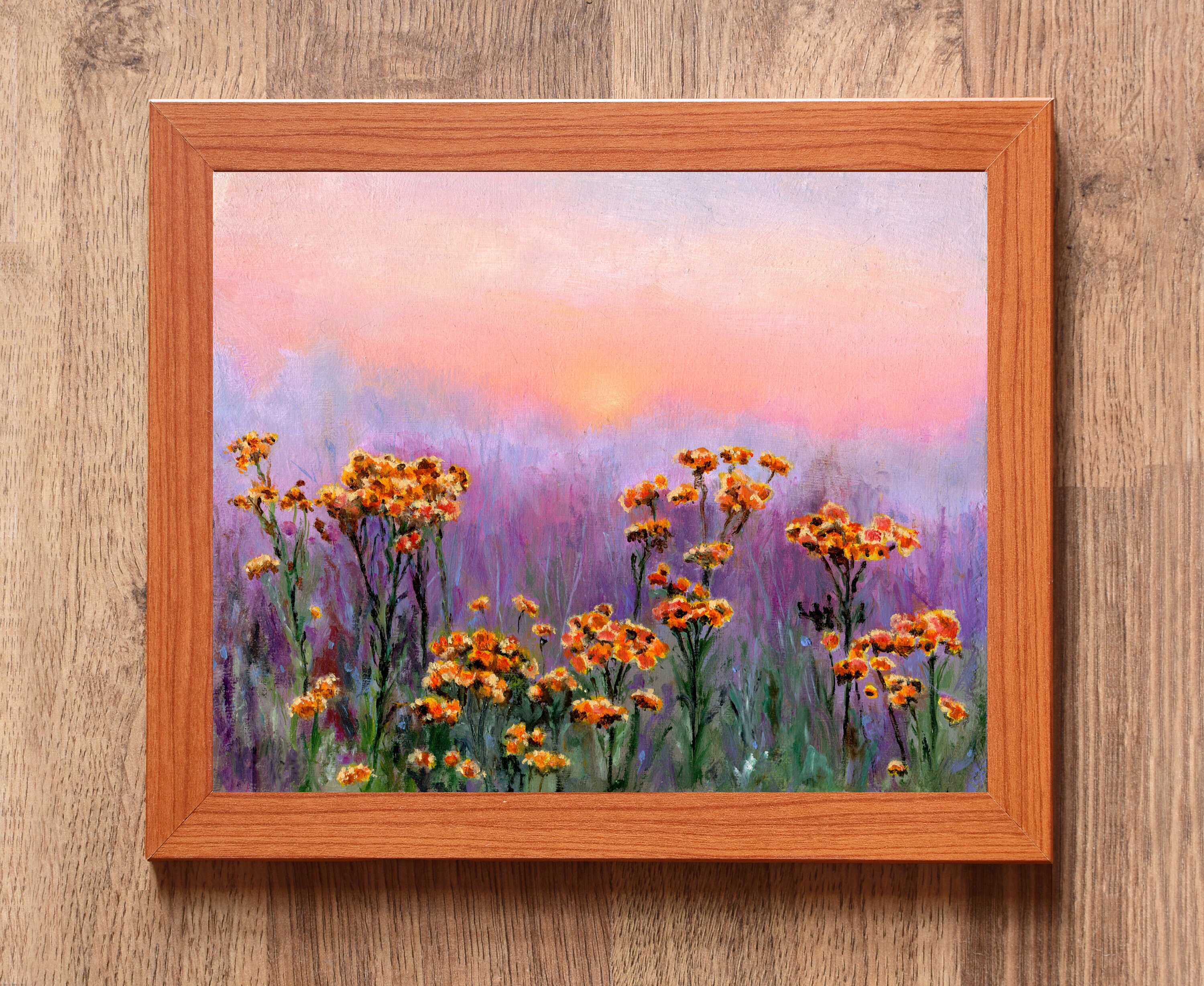 油絵 絵画 【Wild flowers】 Vintage Wildflowers ORIGINAL Oil Painting, Yellow Flower