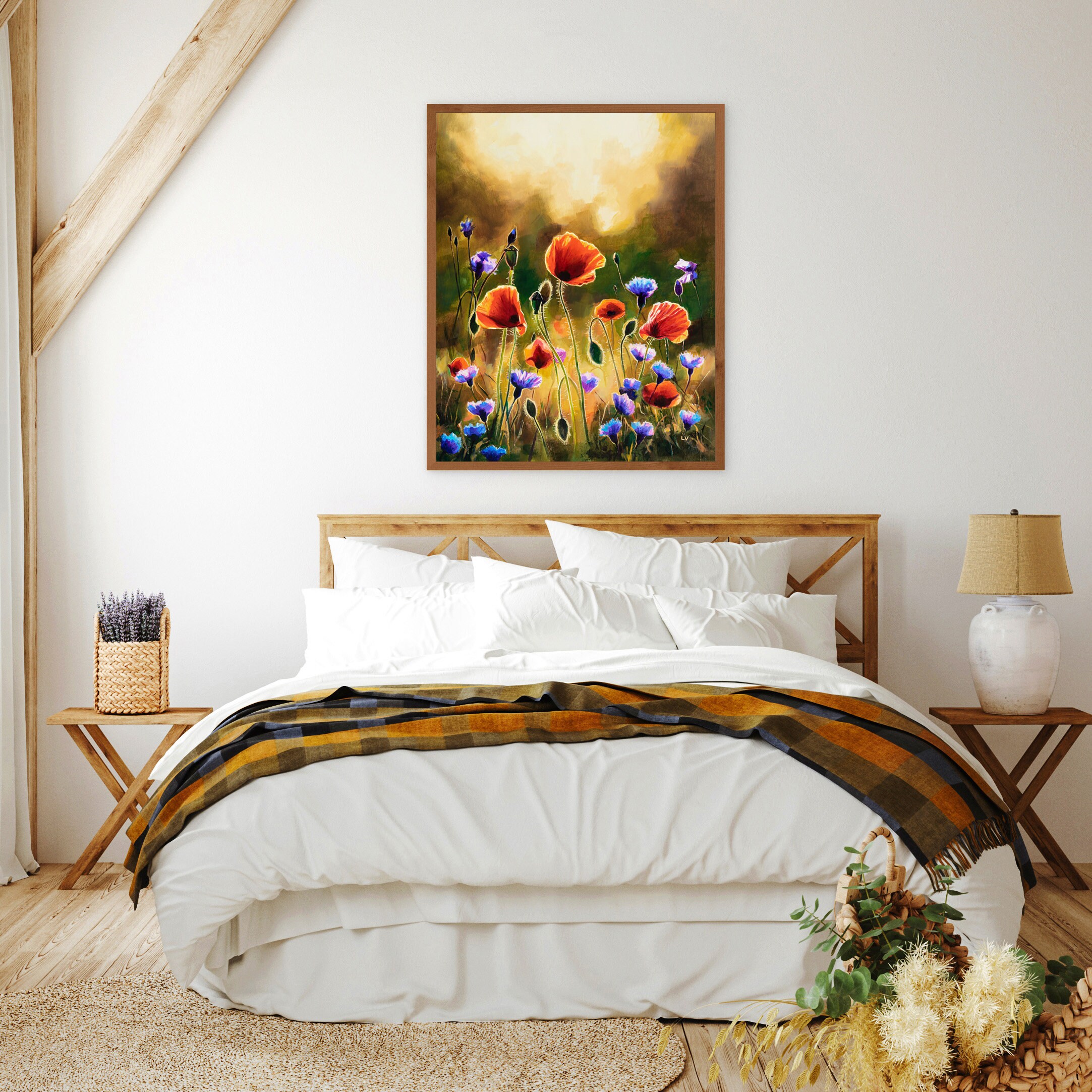 YEESAM ART Kit Pittura A Olio Fai Da Te Su Tela 40x50 Cm 'Finestra Con Papaveri', Con Lente D'Ingrandimento 3X, Regalo Creativo