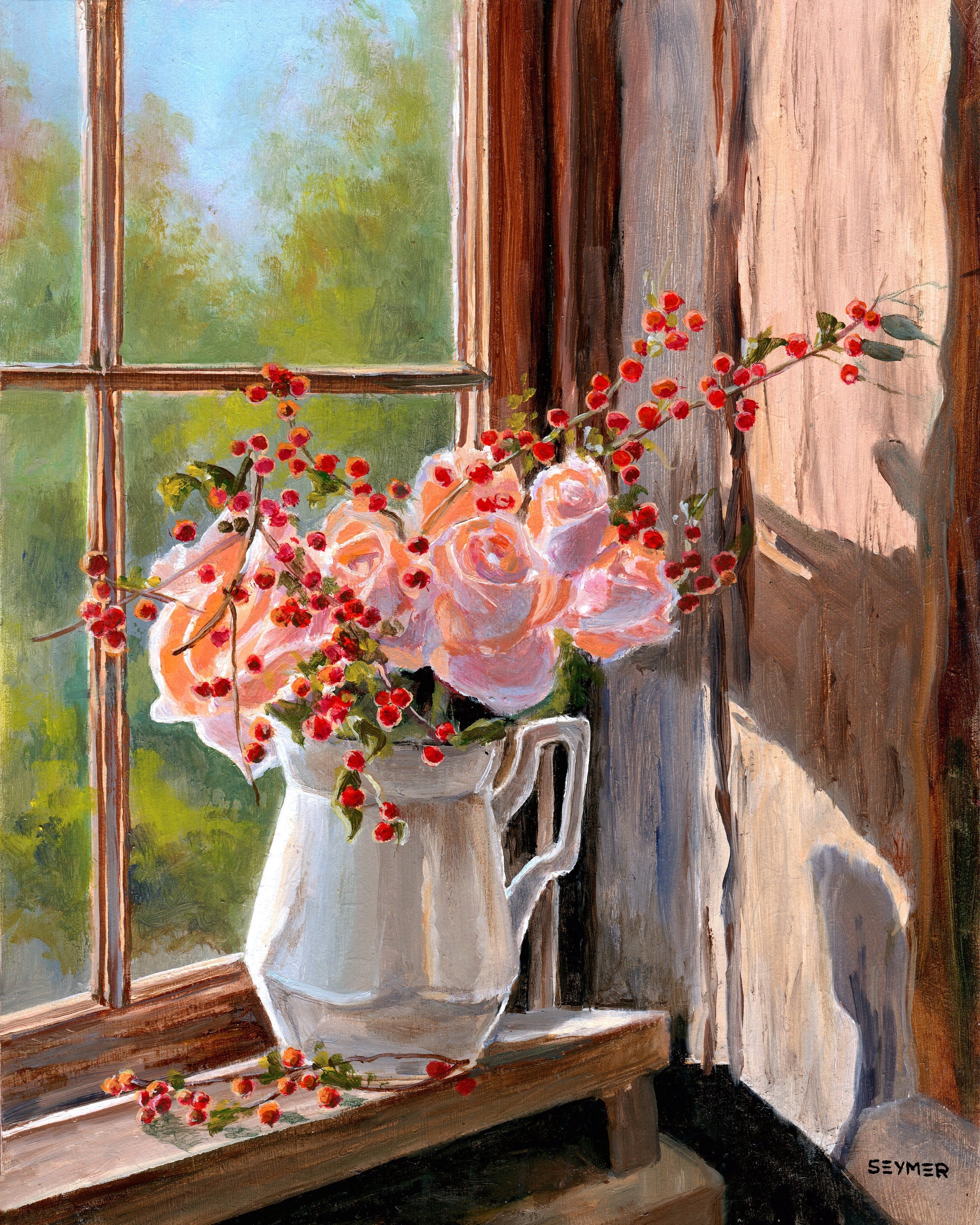 花の静物オリジナル油絵、花束の花のアート、バラの花の絵画 花の静物オリジナル油絵、花束の花のアート、バラの花の絵画