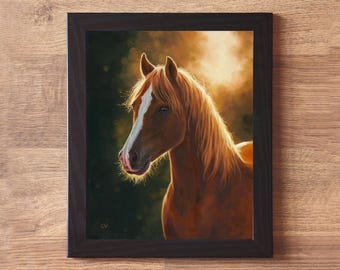 Peinture à l'huile de cheval oseille ORIGINAL, portrait de cheval brun et blanc, petite oeuvre d'art équine, art mural animaux de la ferme, cadeau cow-girl déco ferme