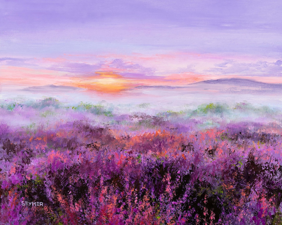 ABEUTY Kit Pittura A Numeri Fai Da Te – Fiori Viola E Cabina Rurale, Tela 40x50 Cm, Colori Acrilici E Pennelli Inclusi