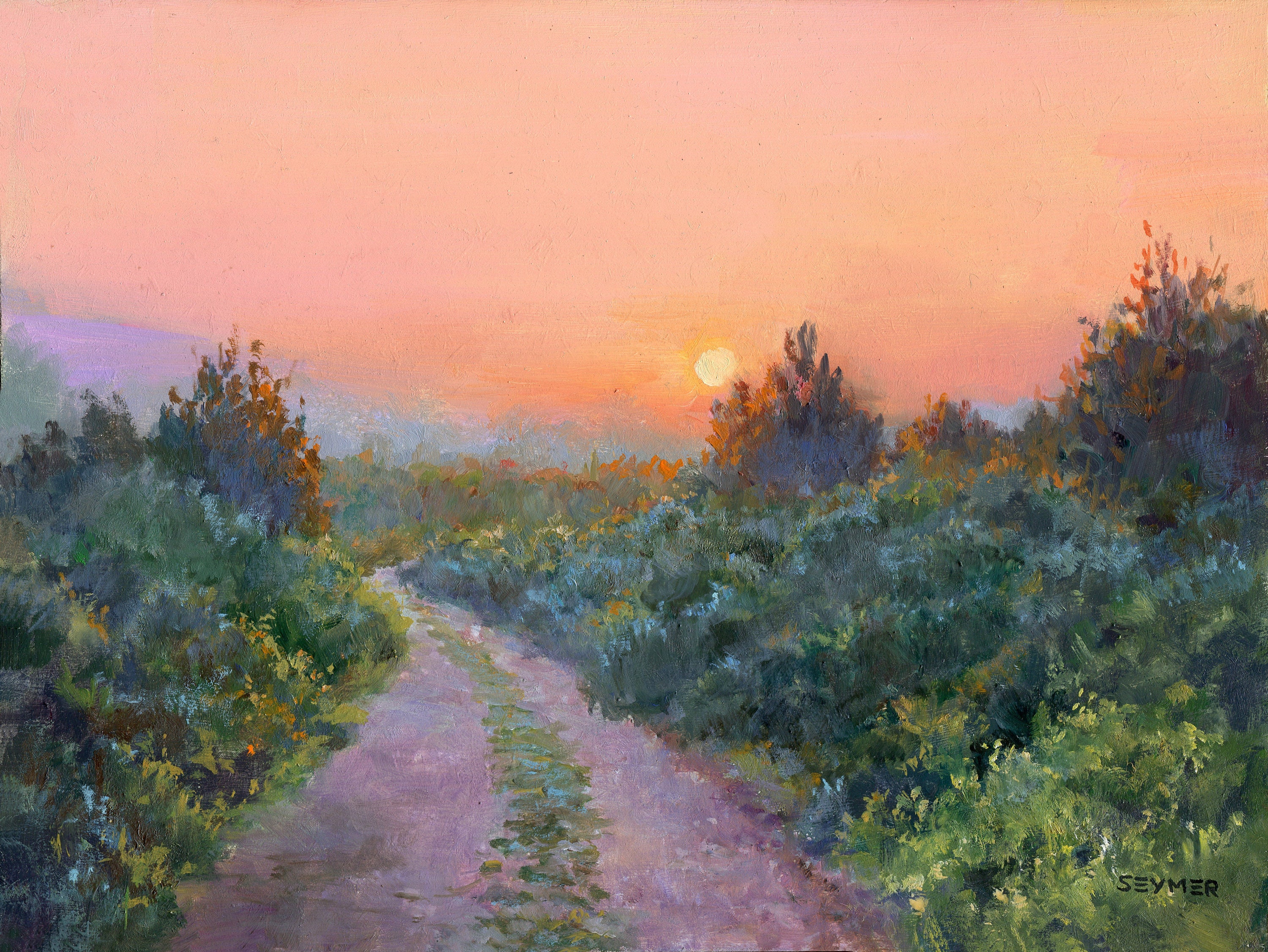 Path Countryside Painting Art PRINT, Landscape Forest Mountains