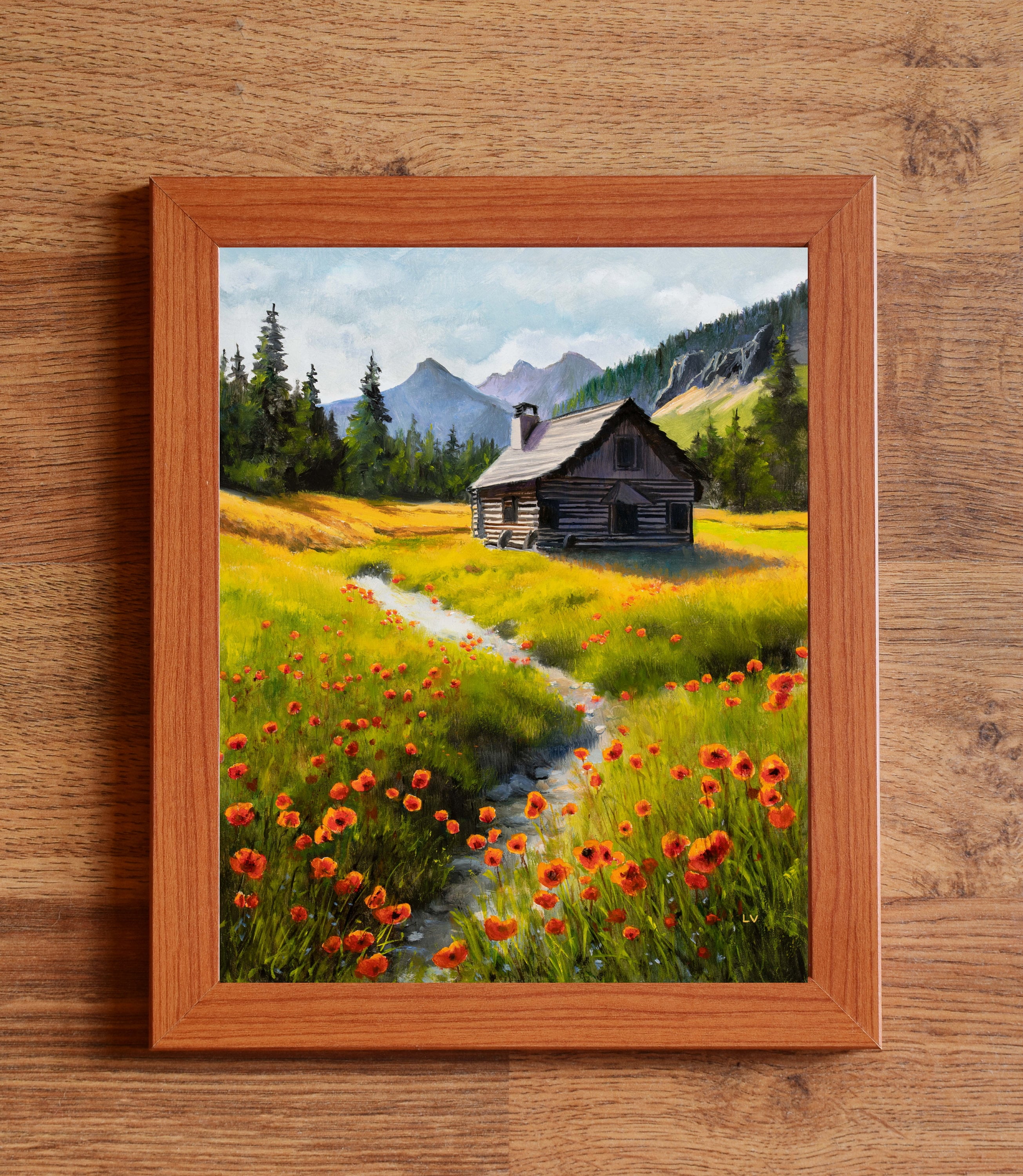 Cabin in the Woods ORIGINAL Oil Painting, Mountain Stream Artwork ...