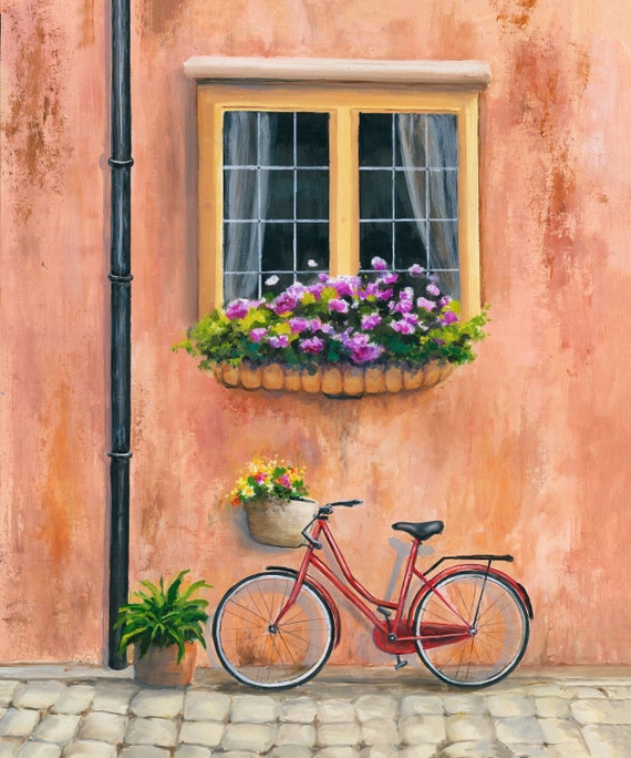 Bicycle with flowers wall art new arrivals