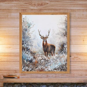 Deer stag art PRINT, Deer nursery wall art, Buck print, Woodland animal prints, Wildlife wall art for bedroom, Gift for kids room wall decor