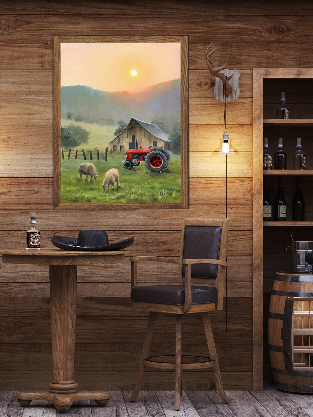 American Farm Art PRINT, Folk Art Rural Life Painting, Country