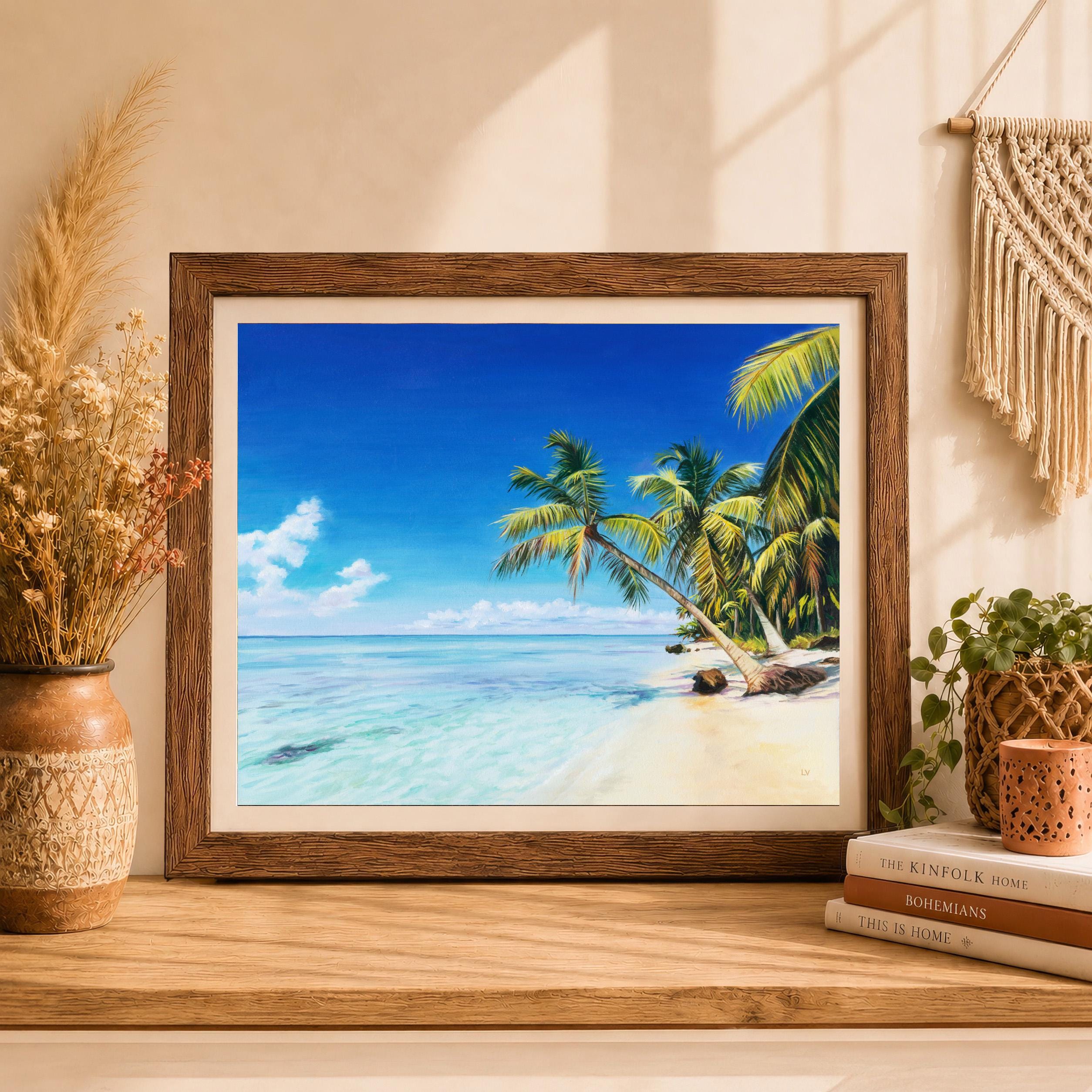 Caribbean Seascape Oil Painting PRINT, Paradise Island Landscape