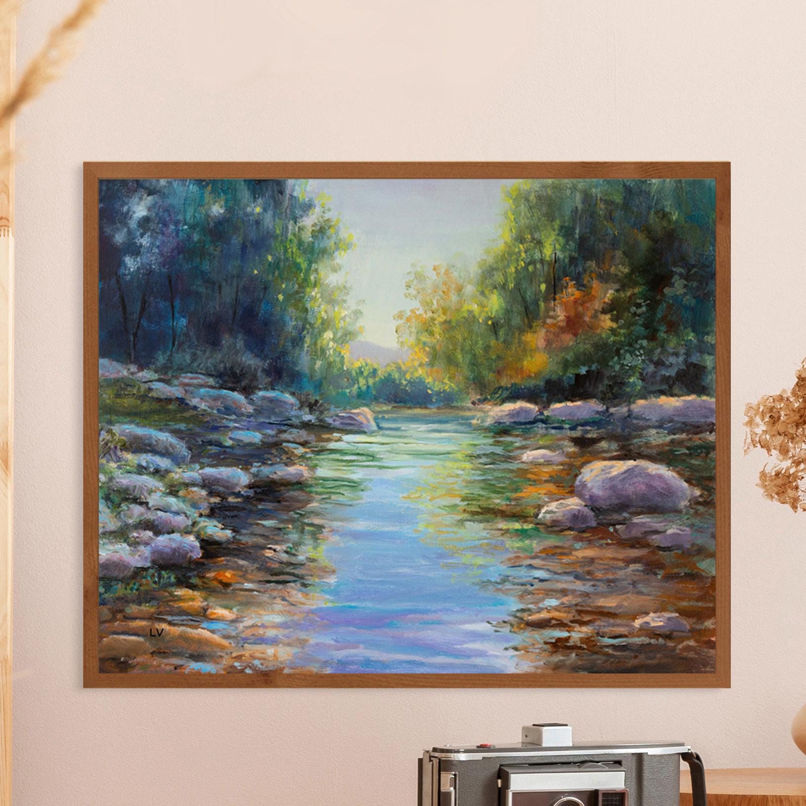 世界の名画 ロバート・ウッド作 山と川の風景