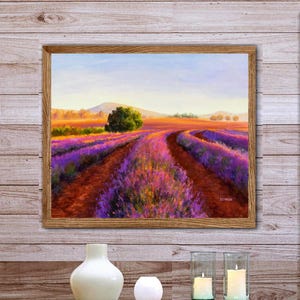 Lavender fields PRINT, Provence landscape country art Provencal house decor, Purple lavender landscapes Art farmhouse French wall art
