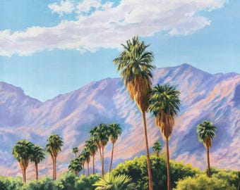 田園風景の温かみのある色調のオリジナル絵画、納屋のある秋の農場