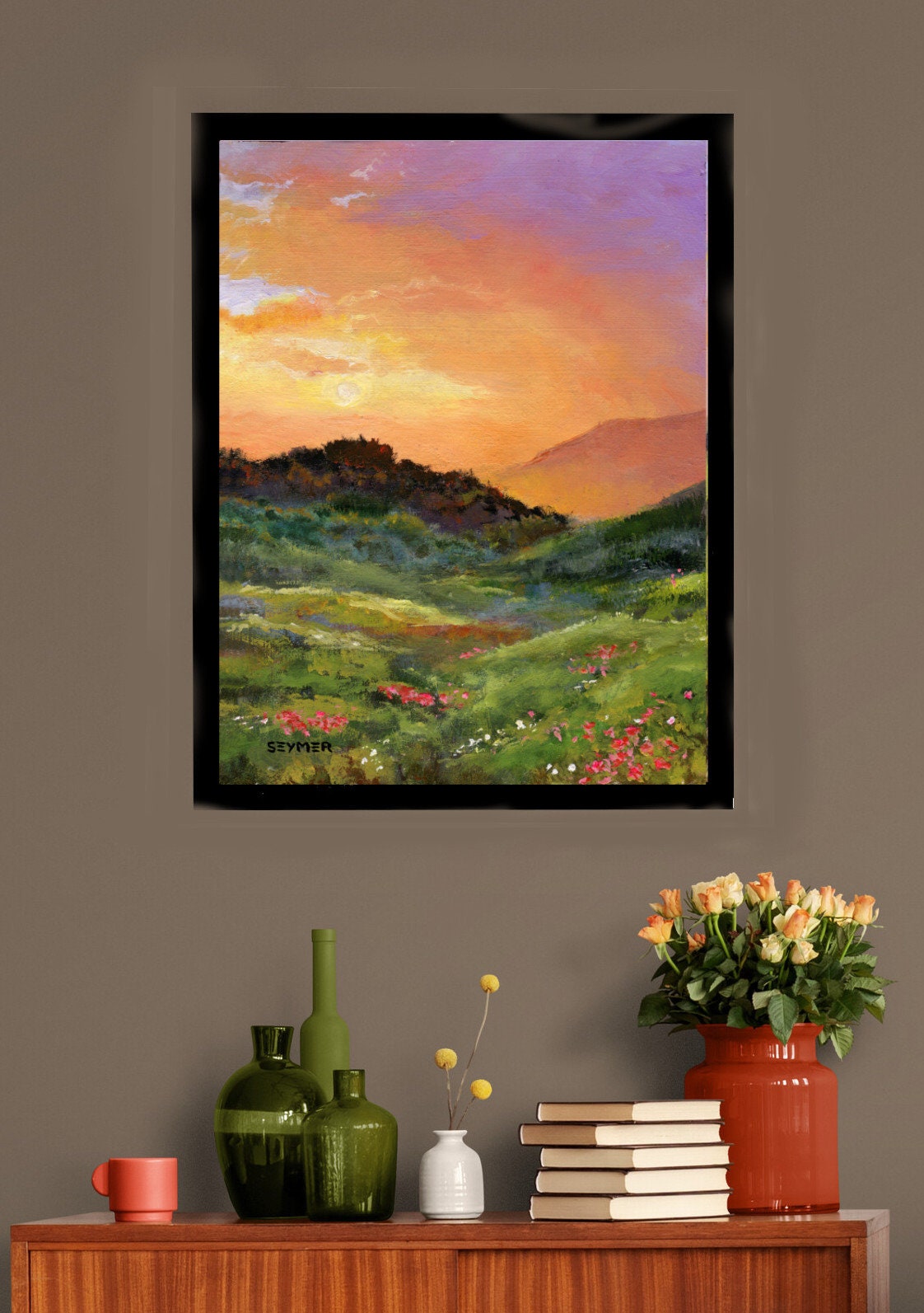 作者不詳「風景画」額装●油彩画作品 サイン 夕日の色に包まれた街なみが素敵です● 作者不詳「風景画」額装○油彩画作品 サイン 夕日の色に包まれた