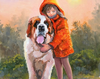 油絵　s.usF6-070319　可愛い子犬と女の子　オリジナル　インテリア 楽天市場】絵画 オイル ペイント アート「シティ ドッグ（S
