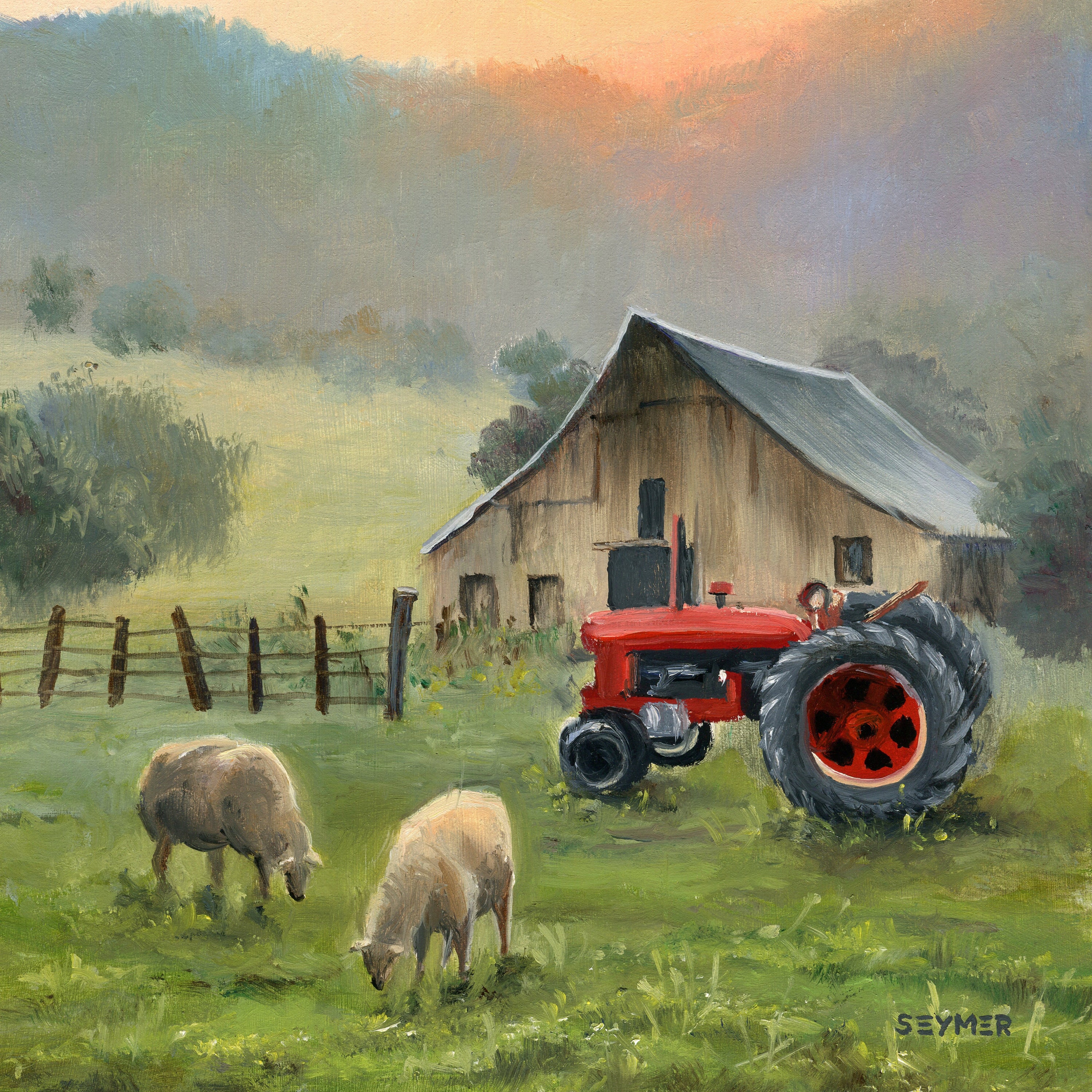 Farm Painting Country House Original Barn Landscape photo pic