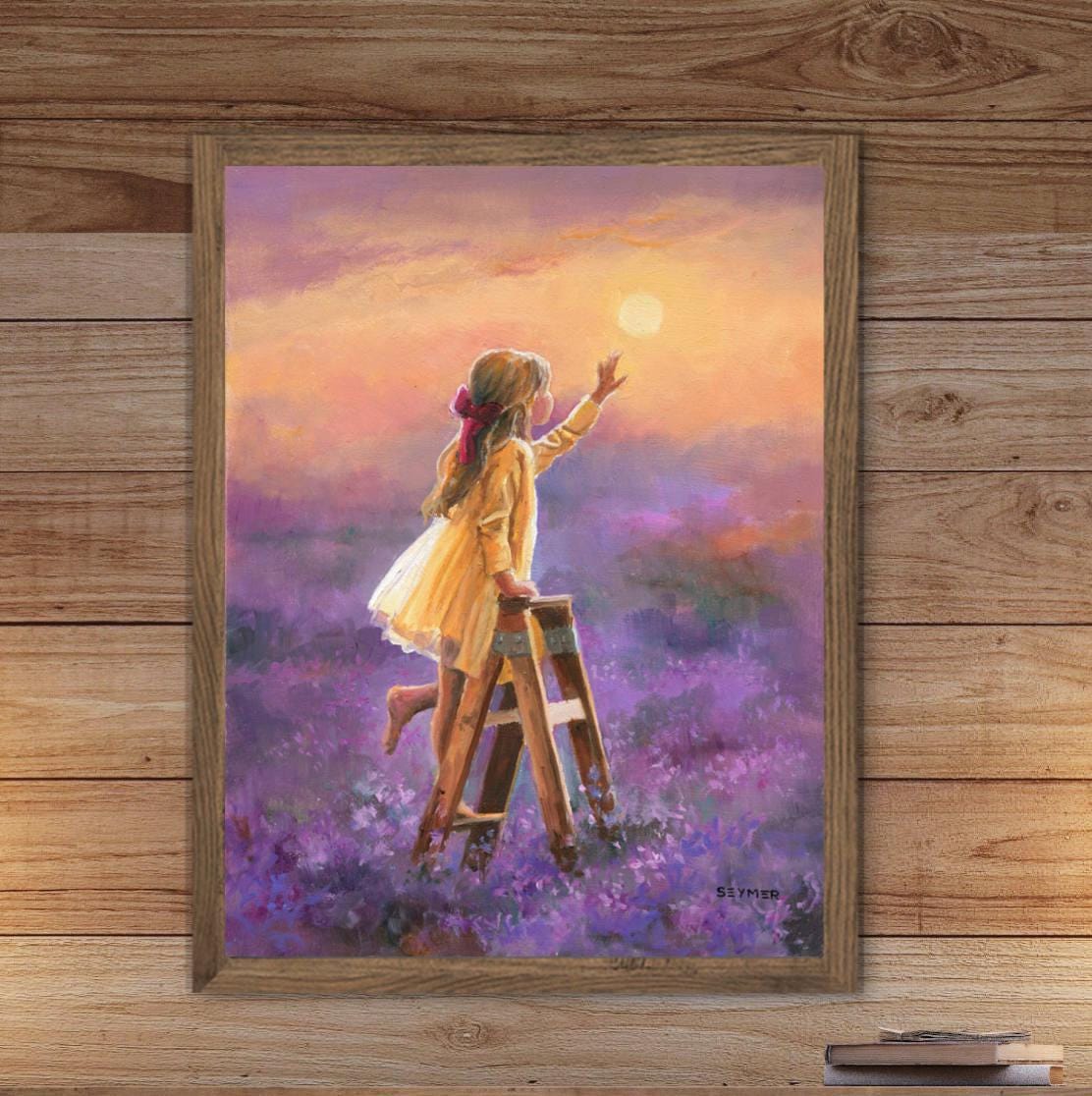 Tela da bagno, arte da parete, motivo lavanda viola, fiori moderni, pittura per camera da letto, decorazione da parete, decorazione vintage con cornice, per ufficio, cucina, decorazione rustica