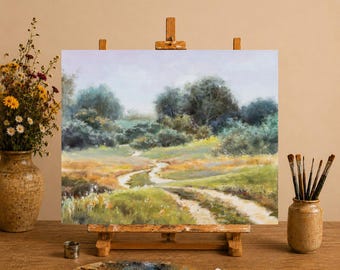 Country Landscape Soft Tones ORIGINAL Painting, Summertime