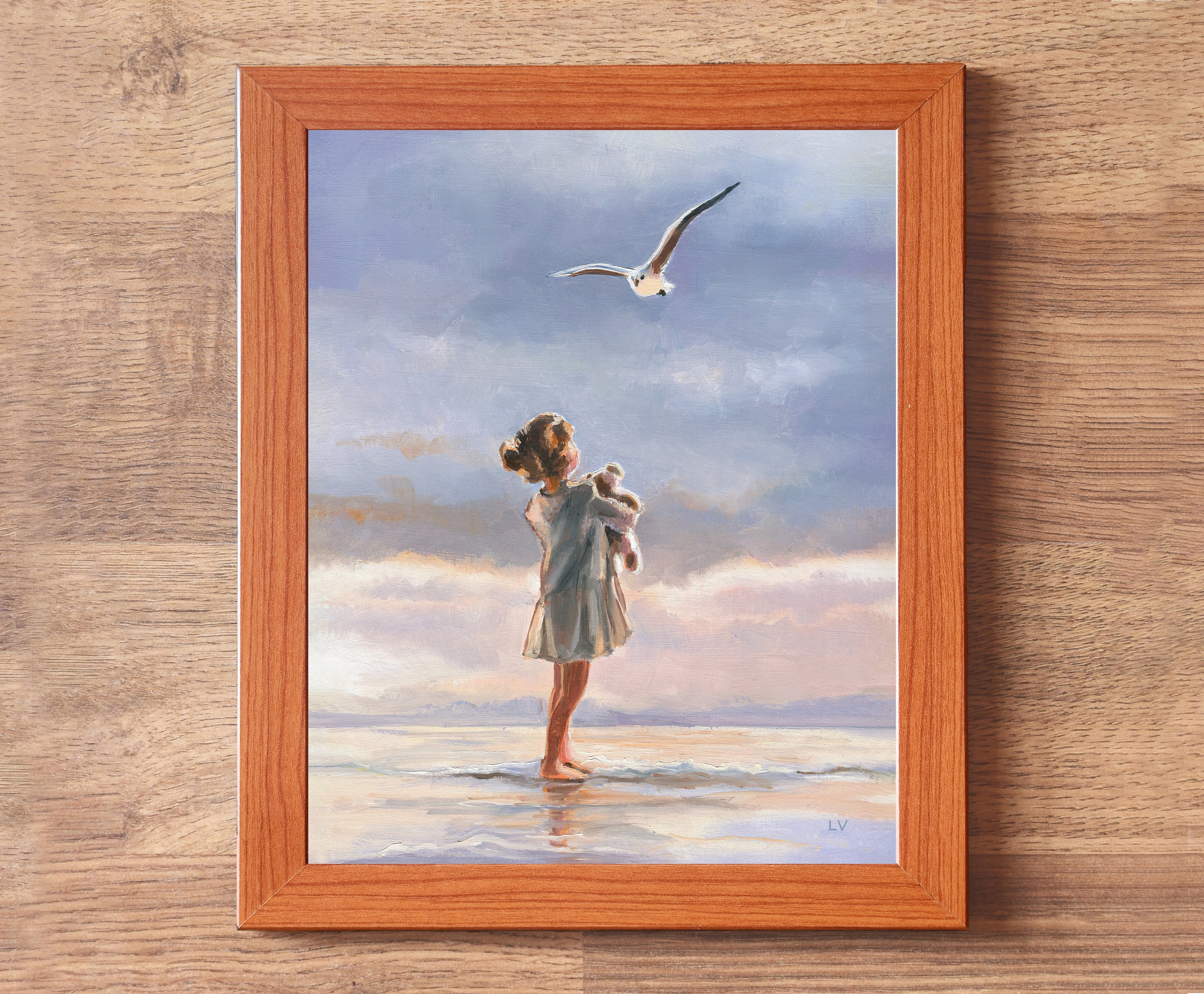 Little Girl ORIGINAL Painting, Oil Painting Framed, Seascape Art ...