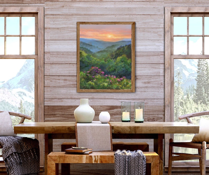 Blue Ridge Oil Painting Print Mountains Panoramic Wall Print Etsy