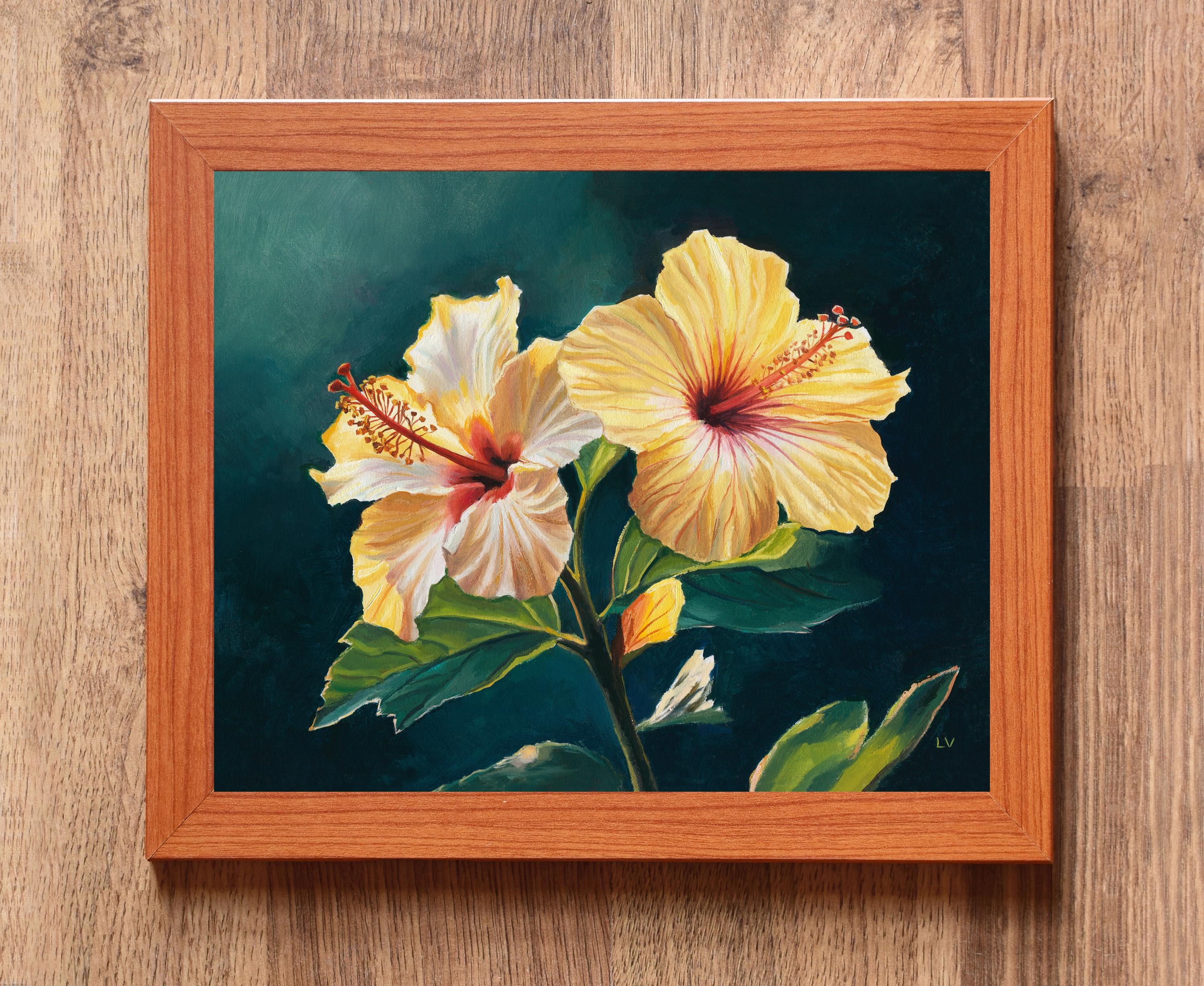 ORIGINAL Hibiscus Oil Painting Hyperrealistic, Large Hawaiian