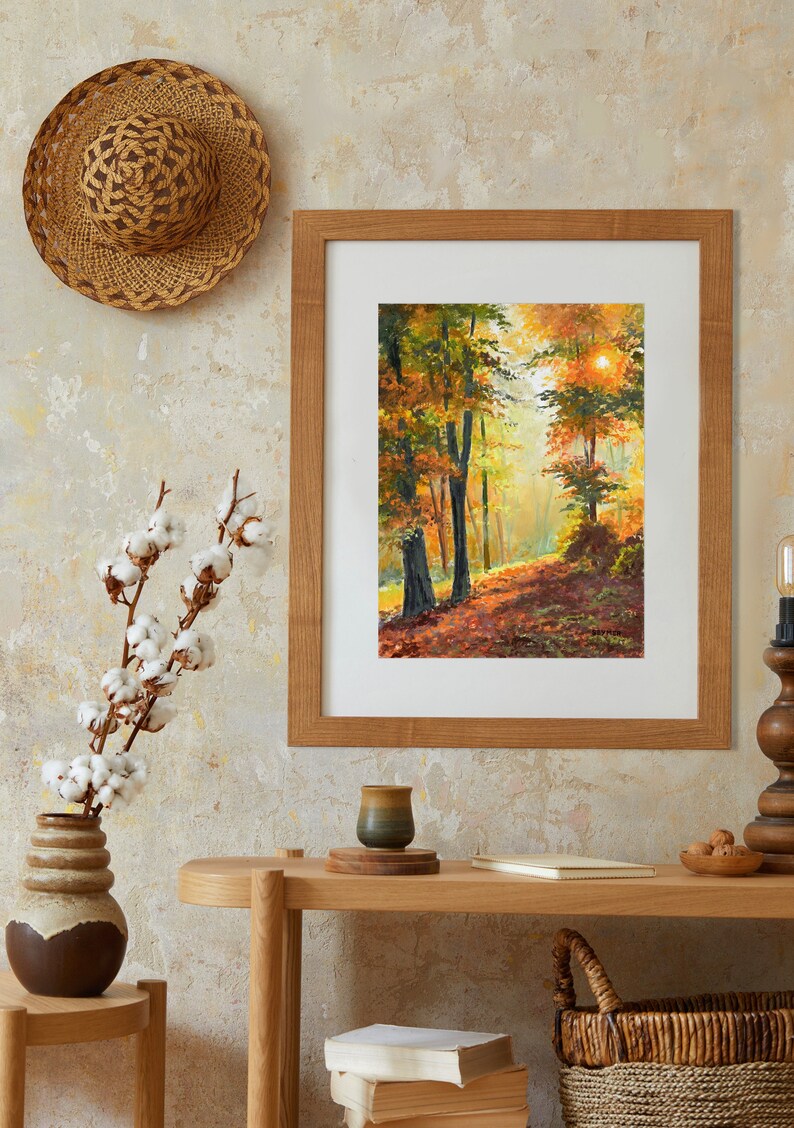 Autumn Forest Landscape Art PRINT, Fall Trees Wall Art, Autumn Leaves ...