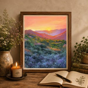 Desert landscape PRINT Colorful Arizona desert wall art  Mountains desert Sunset painting artwork, Sky colors, Nature art Western rustic art