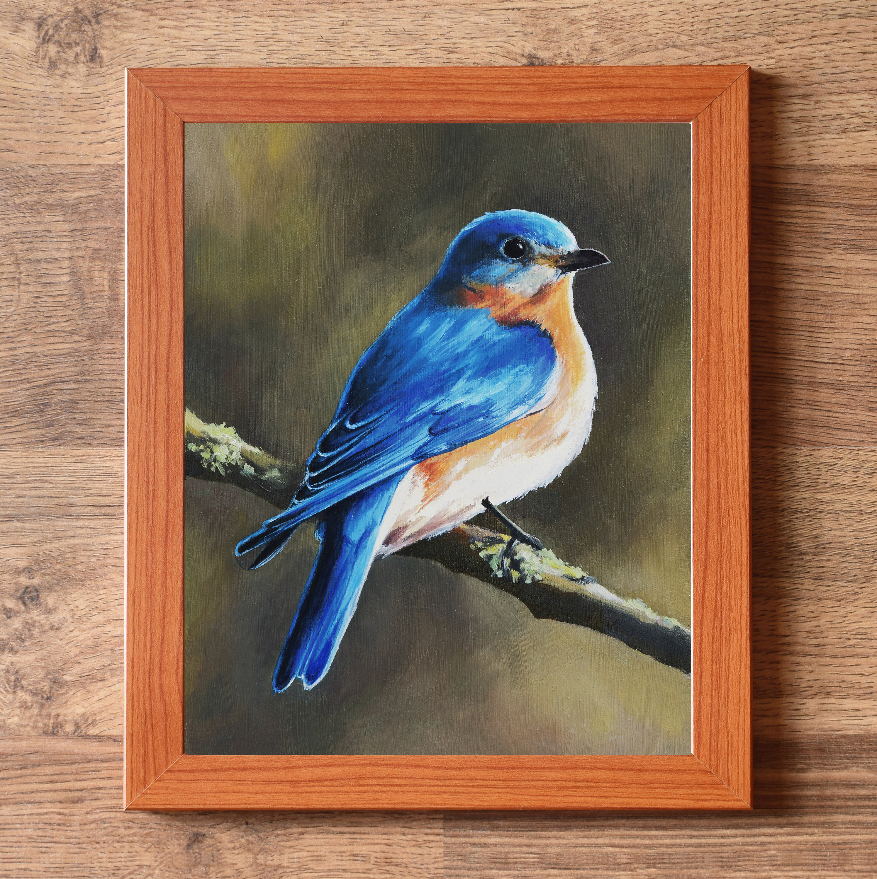 ［bluebird］絵画　油絵　※値段交渉あり Eastern Blue Bird Artwork, Bird of Happiness Wall Art, ORIGINAL