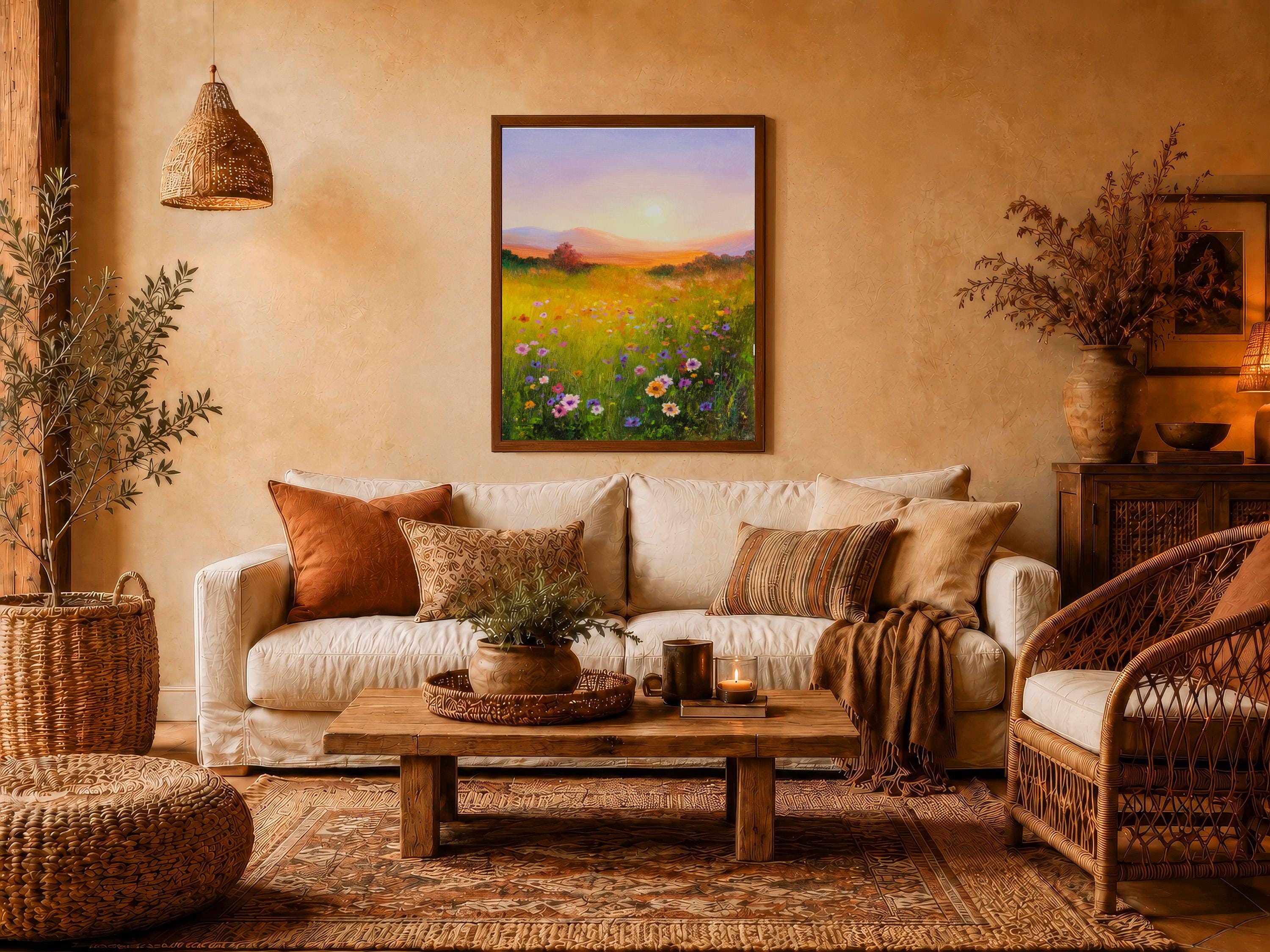 Wildflower PRINT, Prairie Painting Field Flowers Wall Art Floral