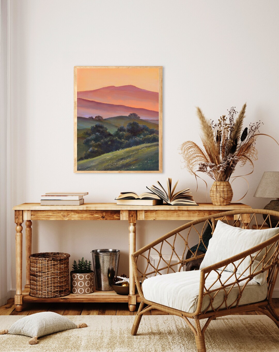 Rolling Hills Wall Art PRINT, Sunset Mountain Art Print, California ...