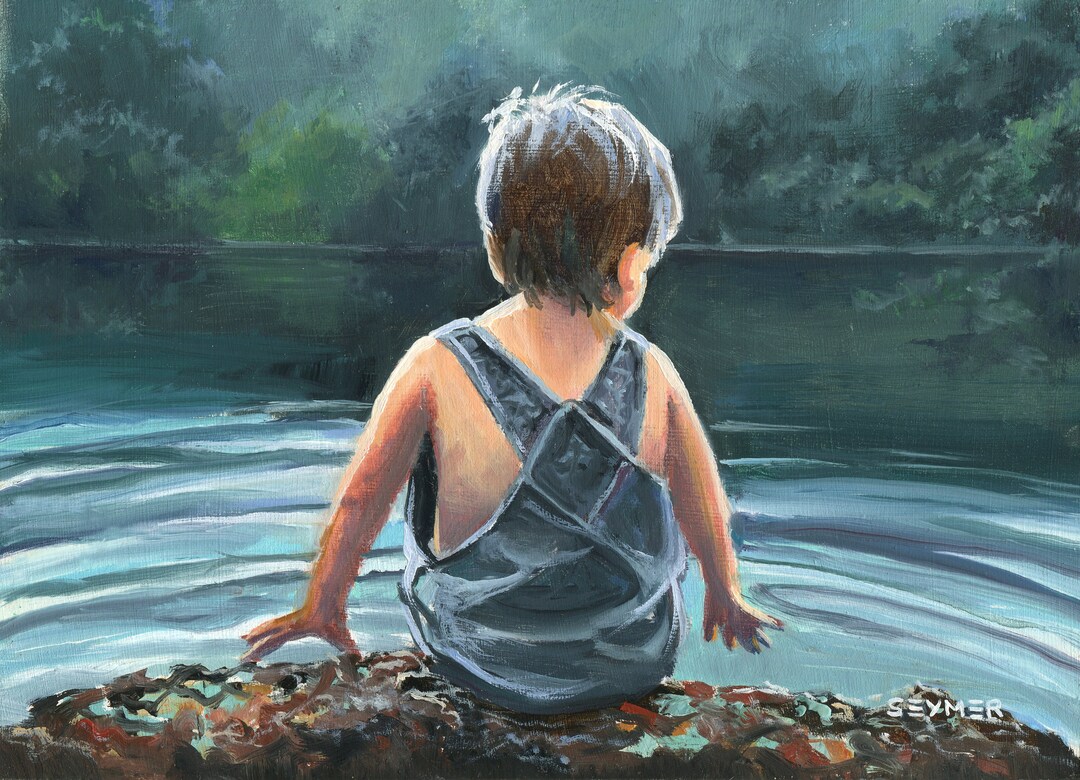 Child ORIGINAL Painting Little Boy Playing Child Protrait - Etsy