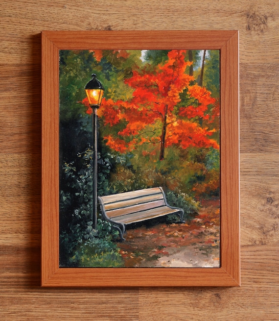 油画 赤い葉 木 夕焼け 壁掛け 夕焼け 絵画（テーマ（絵画）風景）の通販
