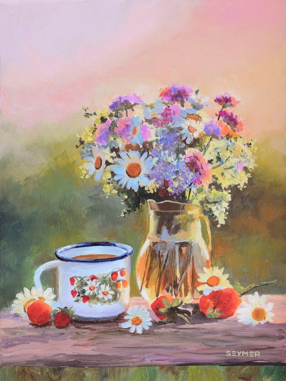 Vintage Original Floral Arrangement Oil Painting Vintage Original Floral Arrangement Oil Painting