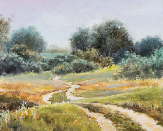 Country Landscape Soft Tones ORIGINAL Painting, Summertime
