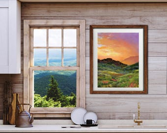 H. CHINH 農村風景 絵画 木製フレーム付き H. CHINH 農村風景 絵画