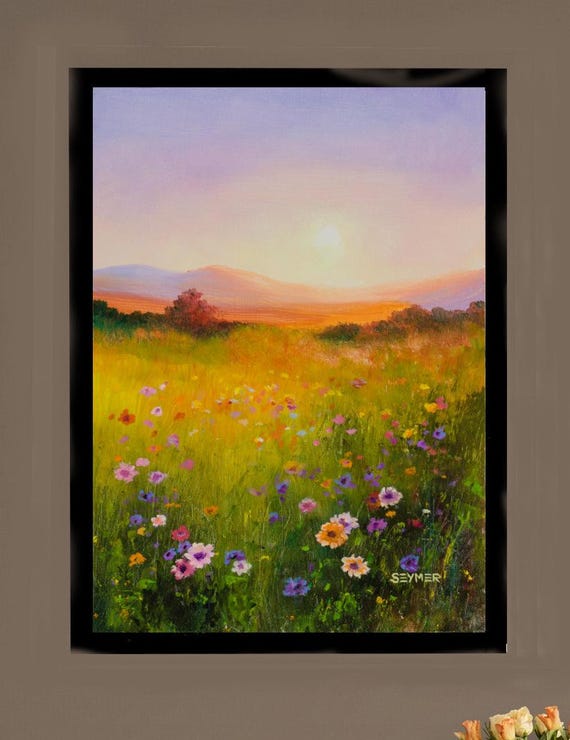 Nipil Cornice da appendere alla parete con paesaggio di fiori selvatici
