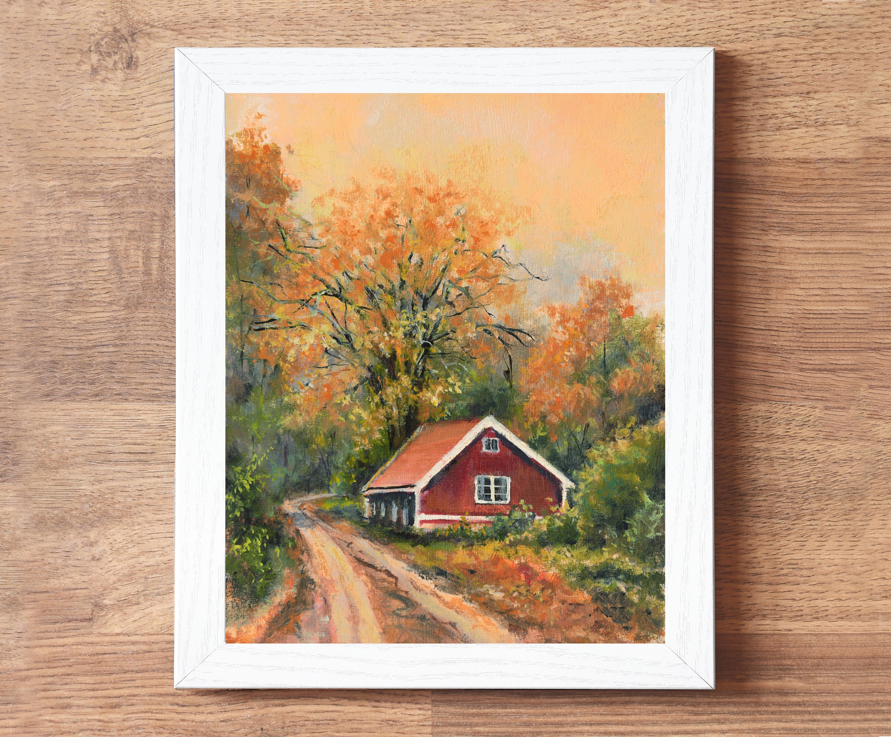 Otoño Vermont paisaje pintura al óleo Fotografía de stock - Alamy