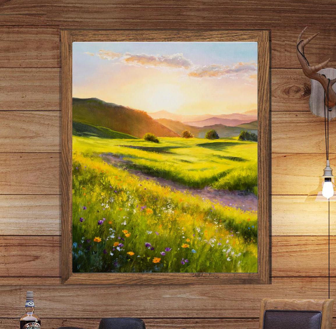 自然・風景写真 花のアート　A3 額装済み　作品プリント Amazon.co.jp: 絵画 春の森の川の花 アートパネル ポスター 魅力的な花