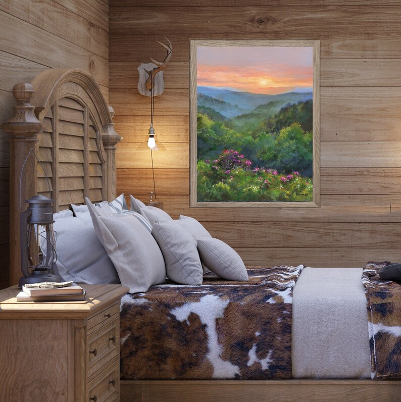 Blue Ridge Oil Painting Print Mountains Panoramic Wall Print Etsy
