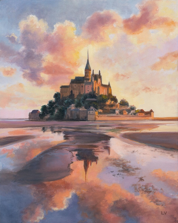 Mont Saint-michel ORIGINAL Painting, Historic Abbey Northern
