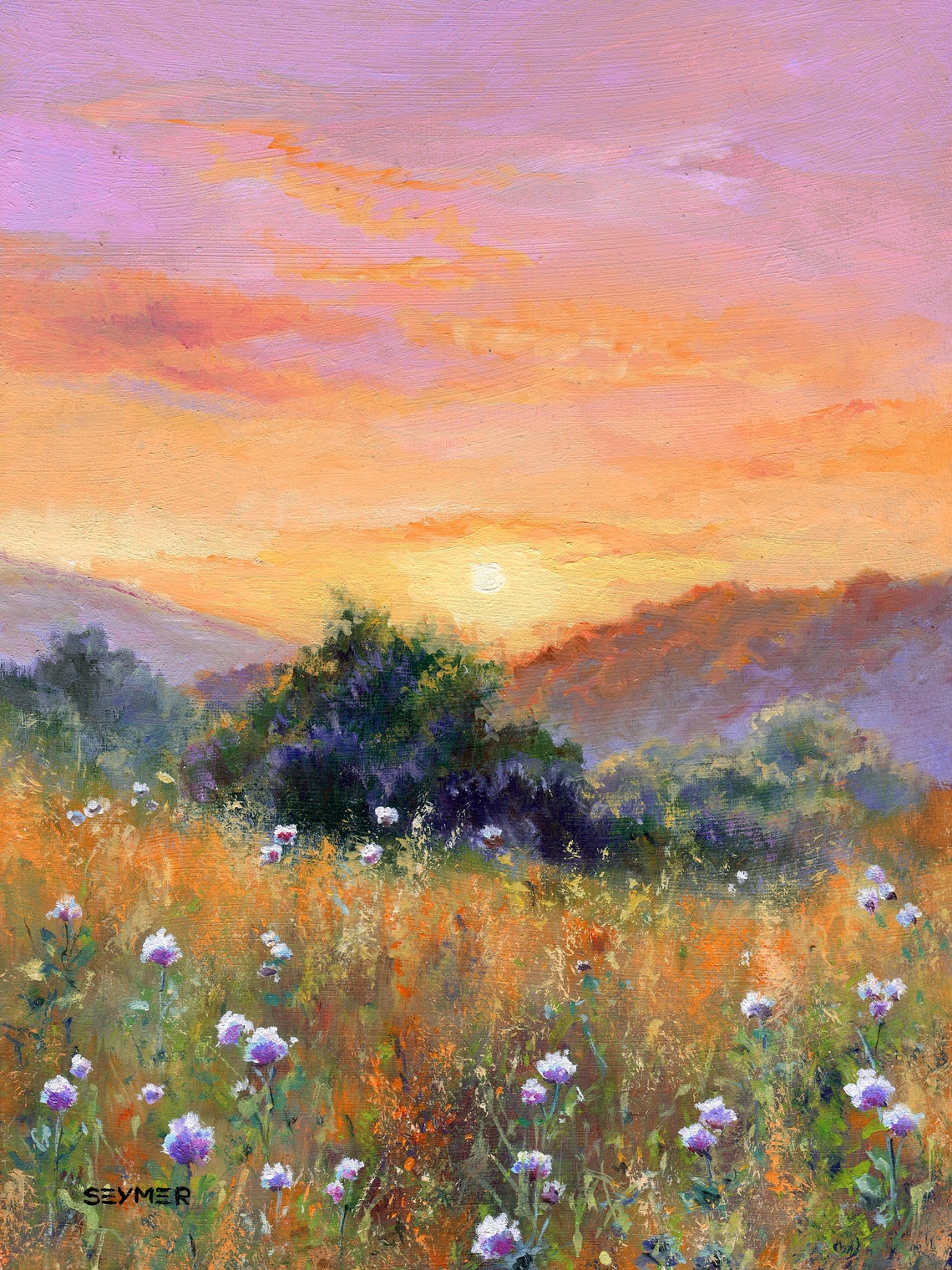 Spring Landscape Painting PRINT White Wildflowers Field Wall - Etsy