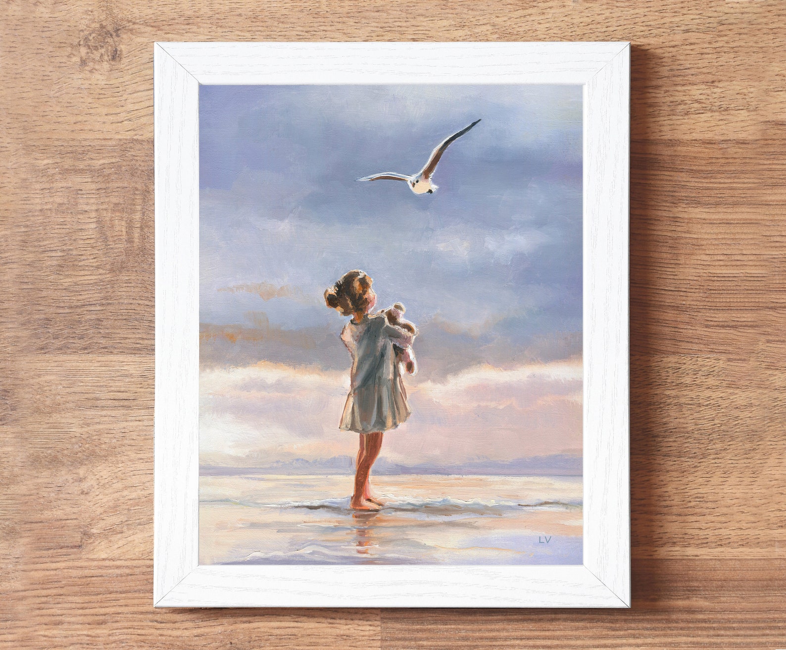 Little Girl ORIGINAL Painting, Oil Painting Framed, Seascape Art ...