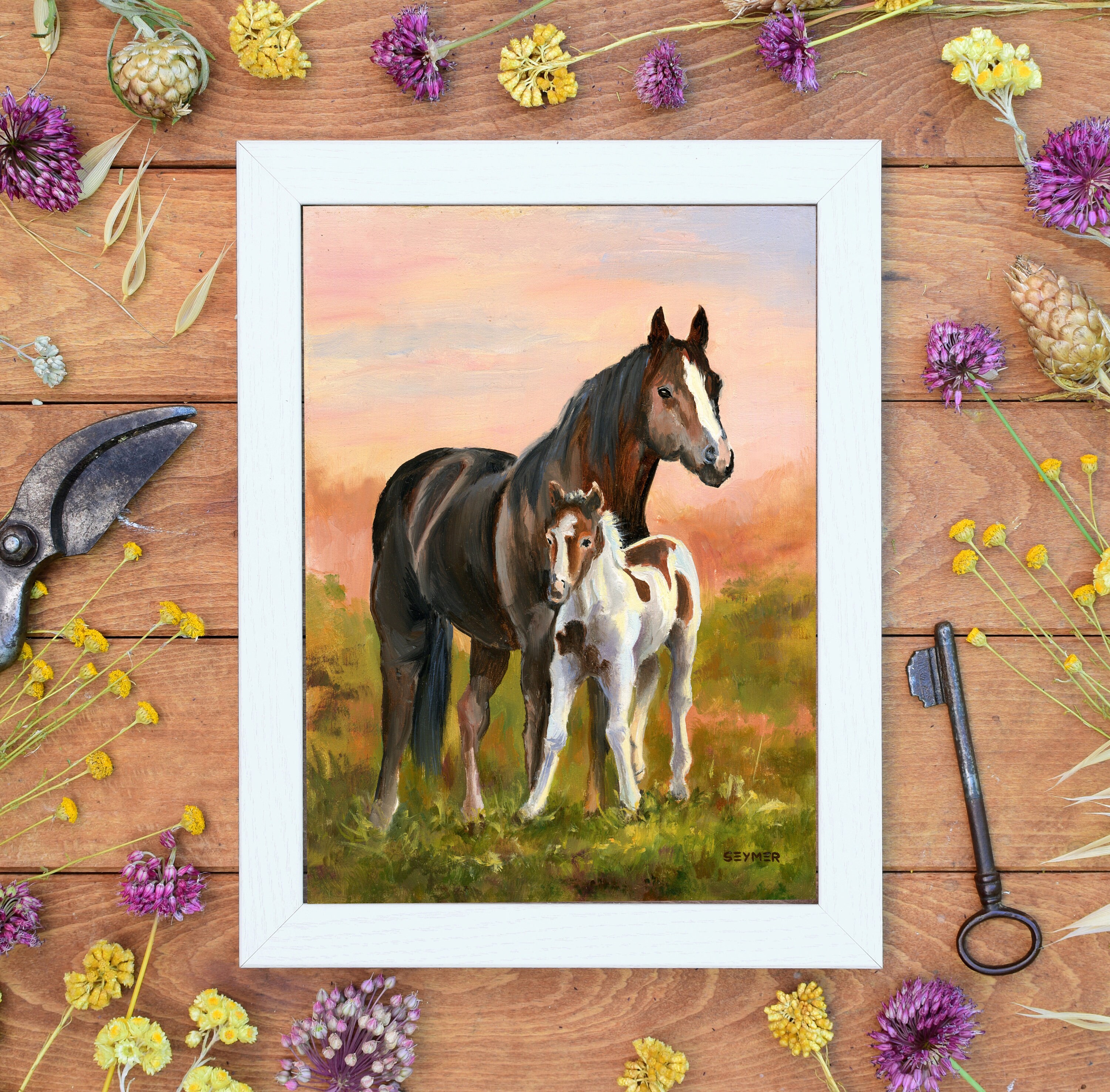 Mare and Colt Horse Oil Painting, ORIGINAL Horse Artwork, Wildlife ...